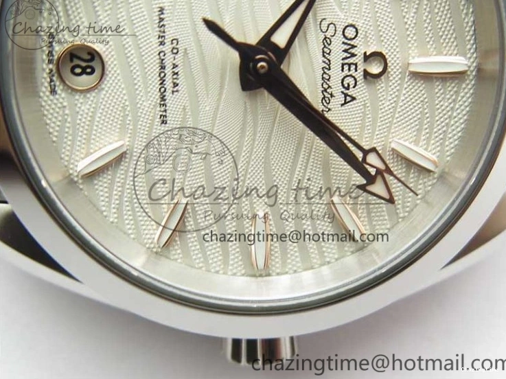 0730 Aqua Terra 150M 34mm Ladies SS VSF 1:1 Best Edition White Wave Dial RG Markers on SS Bracelet A WrinkleFree 7928